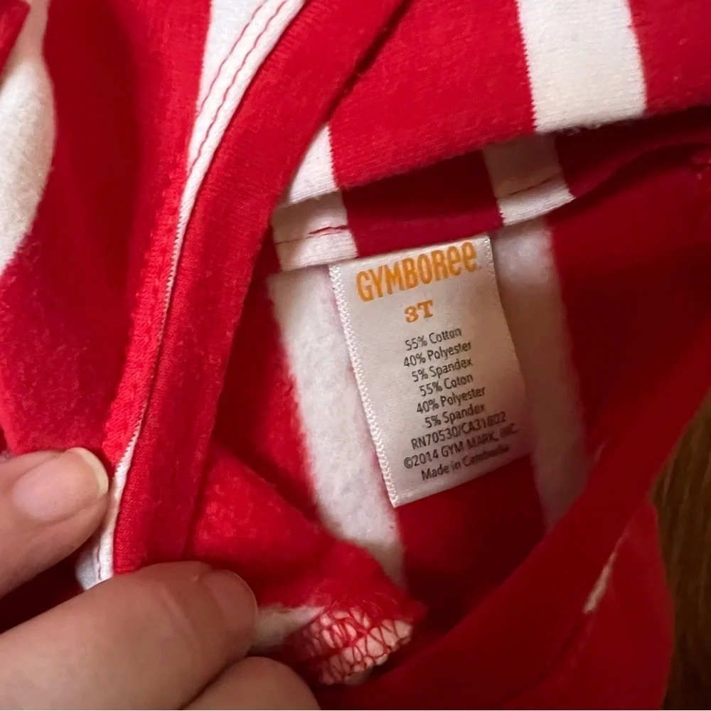 Gymboree | Kids Holiday Holly Berry Red Candy Cane Striped Fleece Dress -Size 3T